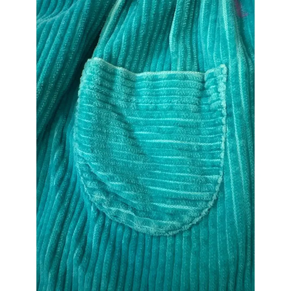 Vintage Gymboree Teal Corduroy Jumper Dress Rainbow Snap Medium Kidcore